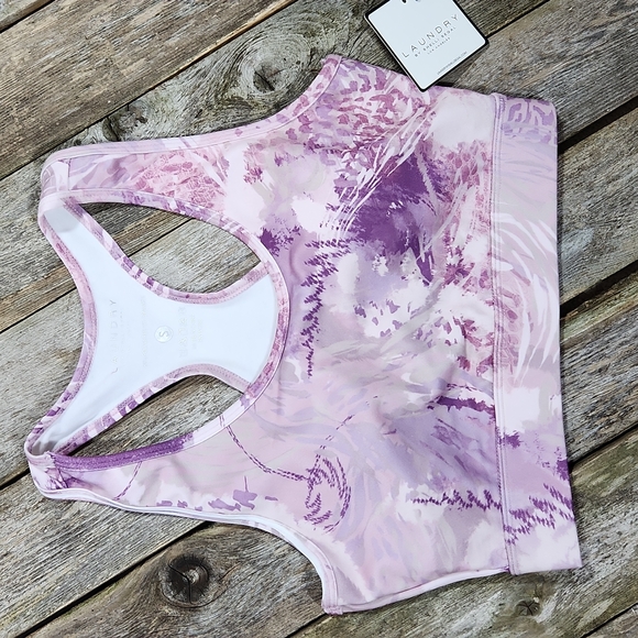Laundry by Shelli Segal racerback sports bra splattered purples Small FP095 - Picture 1 of 6